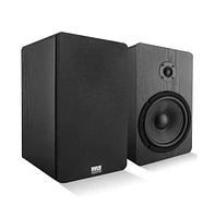 Pyle 6.5" Home Theater Bookshelf Speakers, Wall-Mountable with 0.75" Silk Dome Tweeter and Aluminum Voice Coils, Pair (Black)