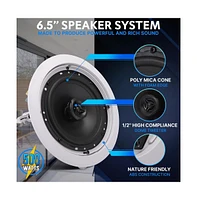 Pyle 6.5” In-Wall/In-Ceiling 100V Speaker with Transformer Tapping - Flush Mount Low-Profile Speaker (500W Max)