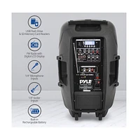 Pyle Wireless & Portable Bluetooth Pa Speaker System with 12” Subwoofer, Fm Radio, Usb/Sd Readers & Rechargeable Battery