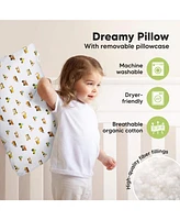 Jumbo Toddler Pillow with Pillowcase, 14X20 Soft Organic Pillows for Sleeping, Kids Travel