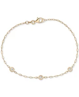 Diamond Bezel Triple Station Link Bracelet (1/10 ct. tw) in 14k Gold-Plated Sterling Silver, Exclusively at Macy's