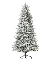 Seasonal 7ft Palmetto Pine Flocked Tree, 450 Dual Led Lights