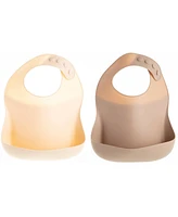 Sperric Toddler Silicone Feeding Set, Silicone Soft Durable, Easy-to-Clean Feeding Bib & Spoons Toddlers, Pink