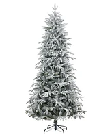 Seasonal 7.5ft Shadow Woods Flocked Spruce Tree, 400 Warm Led Lights