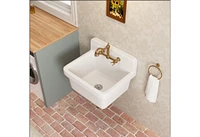 DeerValley 24"×19.7" Vitreous China Wall Mount Utility Sink Farm Style High Back Laundry Sink