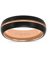 Triton Men's Two-Tone Brushed Finish Wedding Band Rose & Black Tungsten Carbide