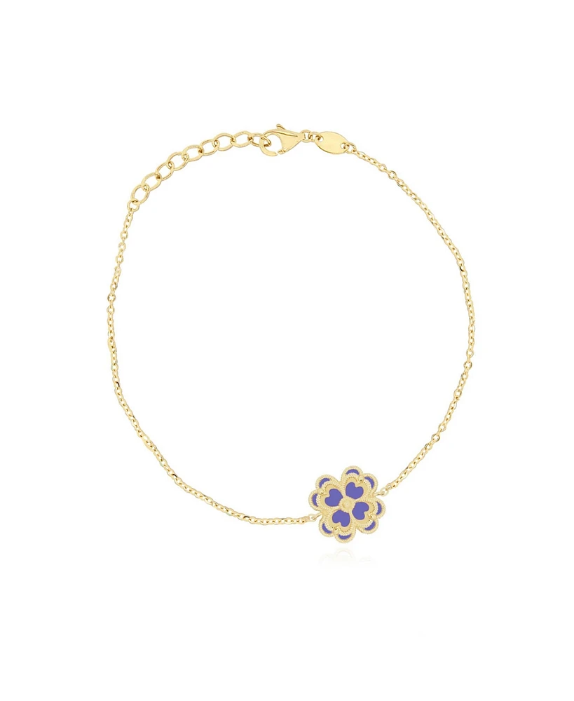 The Lovery Lavender Enamel Single Clover Bracelet 14K Gold