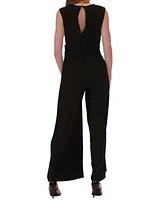 Robbie Bee Women's Belted Sleeveless Wide-Leg Jumpsuit