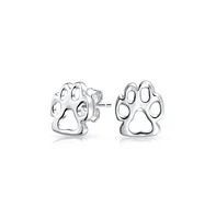 Bling Jewelry Bff Animal Lover Paw Print Stud Earrings for Pet Dog Cat in Sterling Silver