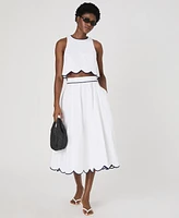 French Connection Women's Alexis Cotton Scallop Midi Skirt