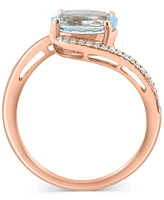 Effy Aquamarine (1-1/2 ct. t.w.) & Diamond (1/20 ct. t.w.) Oval Twist Ring in 14k Rose Gold