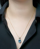 Swiss Blue Topaz (3-1/5 ct. t.w.), London Blue Topaz (1/6 ct. t.w.) & Diamond (1/5 ct. t.w.) Pendant Necklace in 14k Gold, 18" + 2" extender