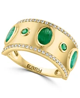 Effy Collection Diamond (1/5 ct. t.w.) & Emerald (1-1/3 ct. t.w.) Ring in 14k Gold