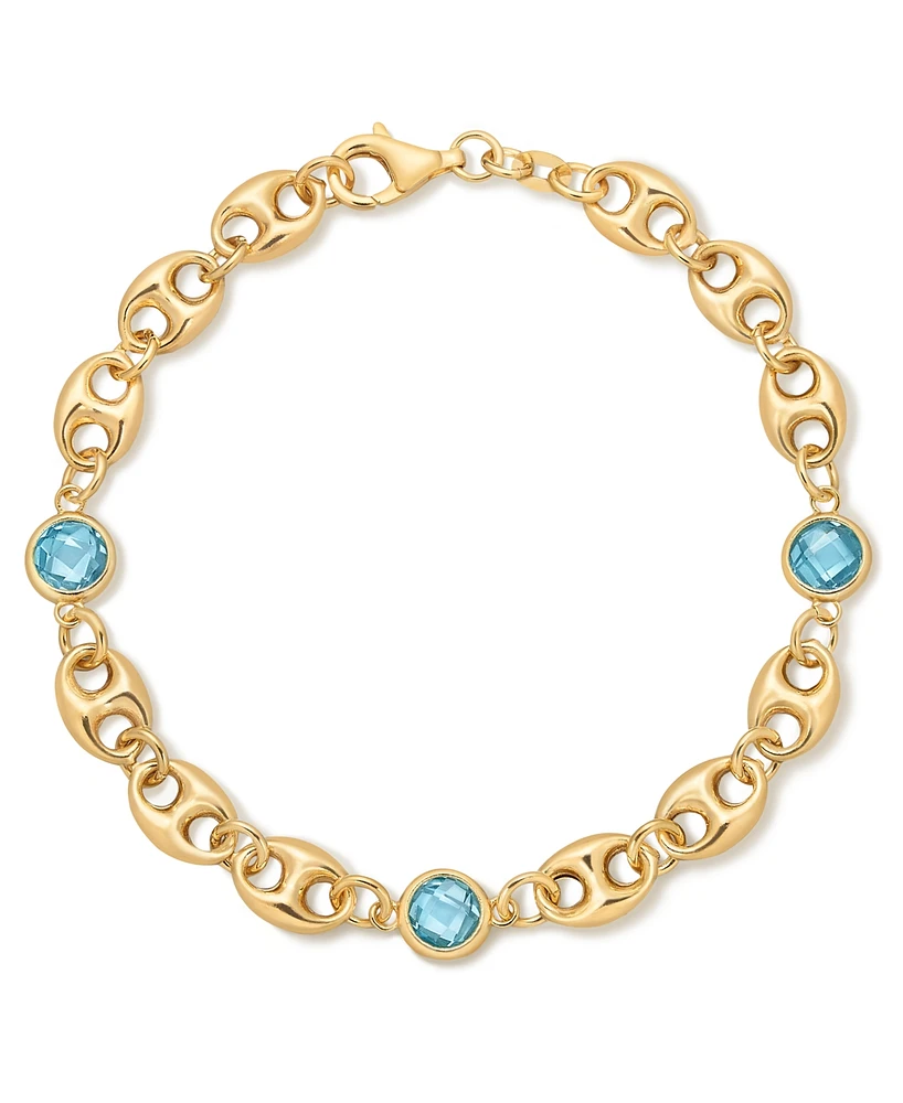 Amethyst Mariner Link Station Bracelet (3 ct. t.w.) in 14k Gold-Plated Sterling Silver (Also available in Blue Topaz)