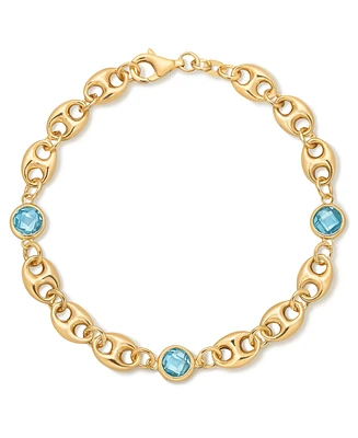 Amethyst Mariner Link Station Bracelet (3 ct. t.w.) in 14k Gold-Plated Sterling Silver (Also available in Blue Topaz)