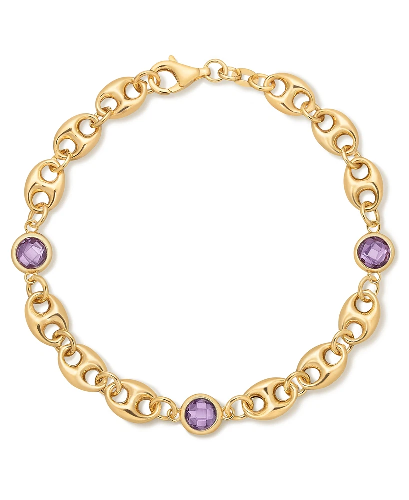 Amethyst Mariner Link Station Bracelet (3 ct. t.w.) 14k Gold-Plated Sterling Silver (Also available Blue Topaz)