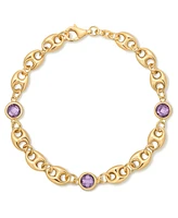 Amethyst Mariner Link Station Bracelet (3 ct. t.w.) in 14k Gold-Plated Sterling Silver (Also available in Blue Topaz)