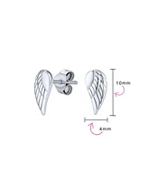 Bling Jewelry Delicate Guardian Angel Wing Feather Stud Earrings Sterling Silver for Cartilage