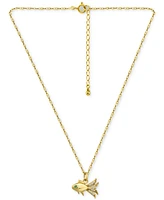 Giani Bernini Lab-Created Green Quartz & Cubic Zirconia Fish Pendant Necklace 18k Gold Over Sterling Silver, 16" + 2" extender, Exclusively at Macy