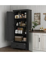 Aosom Homcom 69" Tall Kitchen Storage Cabinet with Adjustable Shelves