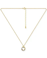 Giani Bernini Cubic Zirconia Interlocking Circle Pendant Necklace in Sterling Silver & 18k Gold-Plate, 16" + 2" extender, Exclusively at Macy's