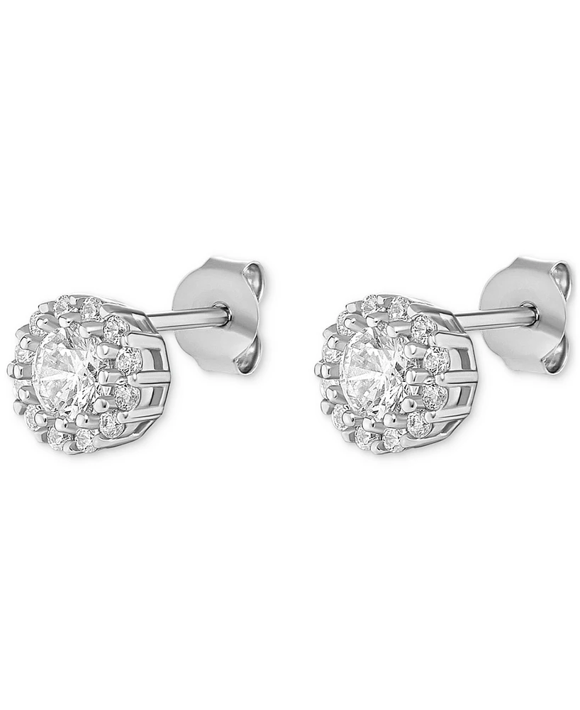 Giani Bernini Cubic Zirconia Halo Stud Earrings in Sterling Silver, Exclusively at Macy's