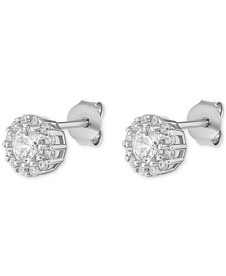 Giani Bernini Cubic Zirconia Halo Stud Earrings in Sterling Silver, Exclusively at Macy's