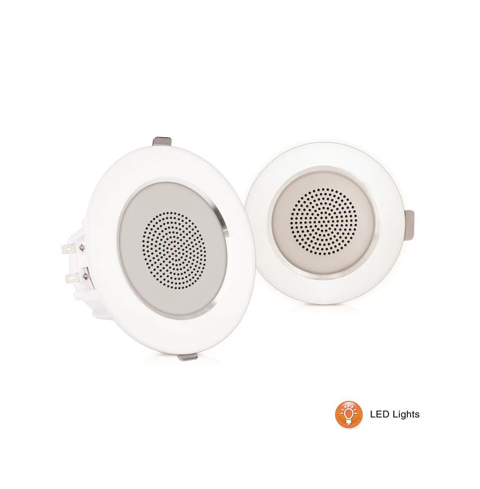 Pyle 4.0” Led In-Wall / Ceiling Speakers - 2-Way Full Range Stereo with Built-In Led Lights, 160W Max Power Output