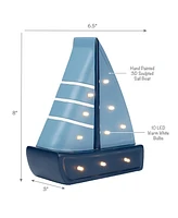 Lambs & Ivy Little Skipper Hand Painted Nautical Sailboat Table Top Lamp/Light