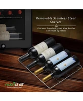 NutriChef 24-Bottle Wine Chilling Refrigerator, Digital Touch Control, Compressor Cooling, Led Display