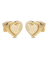 Devata Sweet Heart Stud Earrings in 14K Gold, approx. 2.8 grams.