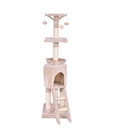 Gymax 56'' Cat Tree Kitten Pet Play House Furniture Condo Scratching Posts Ladder