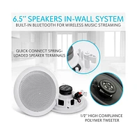 Pyle 6.5” Bluetooth Ceiling / Wall Speakers - 2-Way Flush Mount, Built-in Bluetooth, 200W Max Power