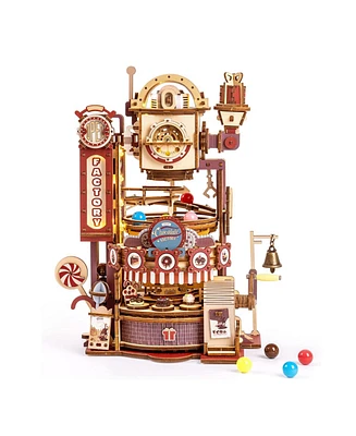 Robotime Marble Run 3D Wooden Jigsaw Puzzle Built-in Model Kit Home Decor Gifts for Teen Adults, Chocolate Factory, 10"6.7"12.2"