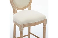 The Pop Home Solid Wood Bar Stools Set of 2, French Country Style Chairs with Upholstered Cushions and Backrest-The