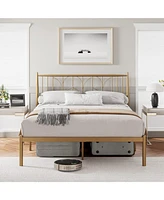 gaomon Platform Bed Frame with Headboard Modern Bed Frame with Large Under Bed Storage