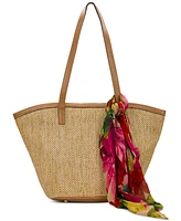 Patricia Nash Marconia Extra-Large Raffia Tote with Scarf