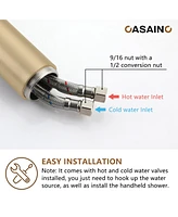 Casainc Freestanding Single Handle Floor Mounted Roman Tub Faucet Bathtub Filler with Hand Shower