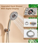 Casainc Thermostatic Rainfall Shower System with Rough in-Valve and Digital Display Handheld
