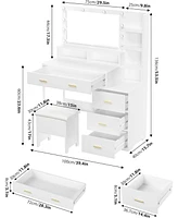 gaomon Vanity Desk, Makeup Vanity Table with Mirror & 9 Led Light Bulbs