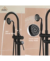 Casainc Double Handle Floor Mounted Clawfoot Tub Faucet