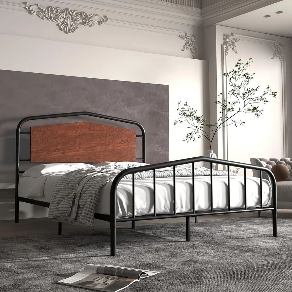 gaomon Platform Bed Frame with Wooden Headboard