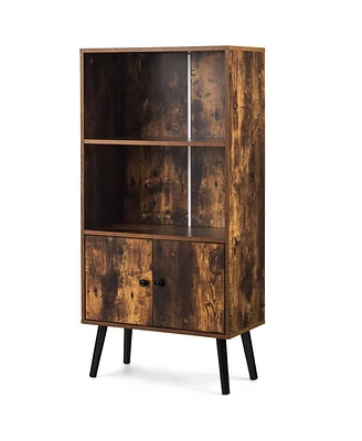 Slickblue Farmhouse 2-Tier Bookcase Bookshelf with Storage Compartment for Home Organization and Decor