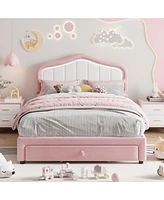 gaomon Full Upholstered Bed Frame with Storage Drawers, Cute Girls & Boys Bed with Adjustable Headboard