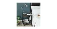 Slickblue Modern Industrial Nightstand Side Table with Mesh Shelf for Stylish Storage