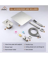 Casainc 12 Inch Rainfall Shower Head Ceiling Mounted System with Trim Kit