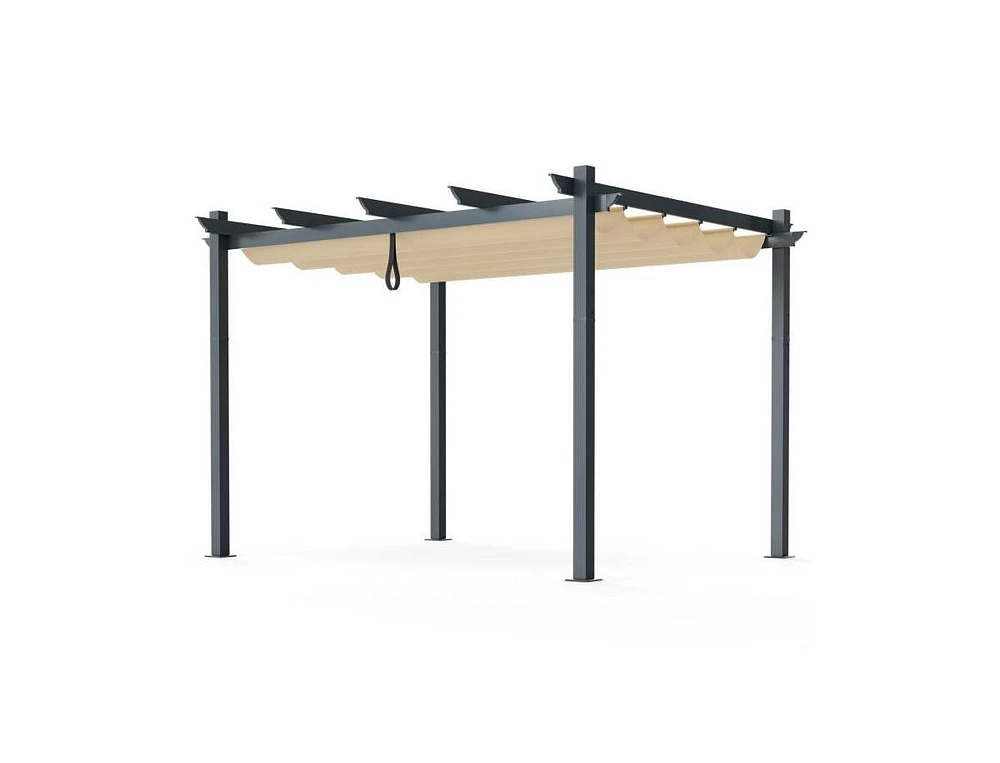 Slickblue Sturdy Outdoor Pergola Gazebo with Retractable Canopy for Patio or Garden