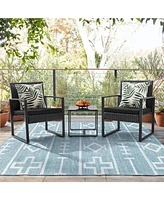 Slickblue Outdoor 3-Piece Patio Furniture Set with 2 Patio Chairs and 1 Side Table