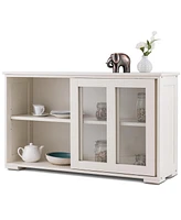 Slickblue Modern Wood Buffet Sideboard Cabinet with Glass Sliding Door for Elegant Storage