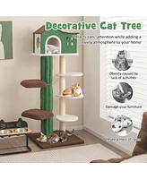 Gymax 7-Tier Modern Cat Tree Tower 61'' Cat Climbing Stand with Sisal Scratching Posts